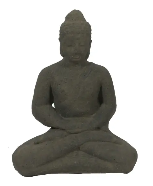Product image 1 of the product “Seated Buddha Borobudur, 18cm high, cast lava stone, antique finish ”